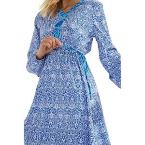 Coolibar Women's UPF 50+ Protection Blue & Turquoise Maxi Dress Size 2X